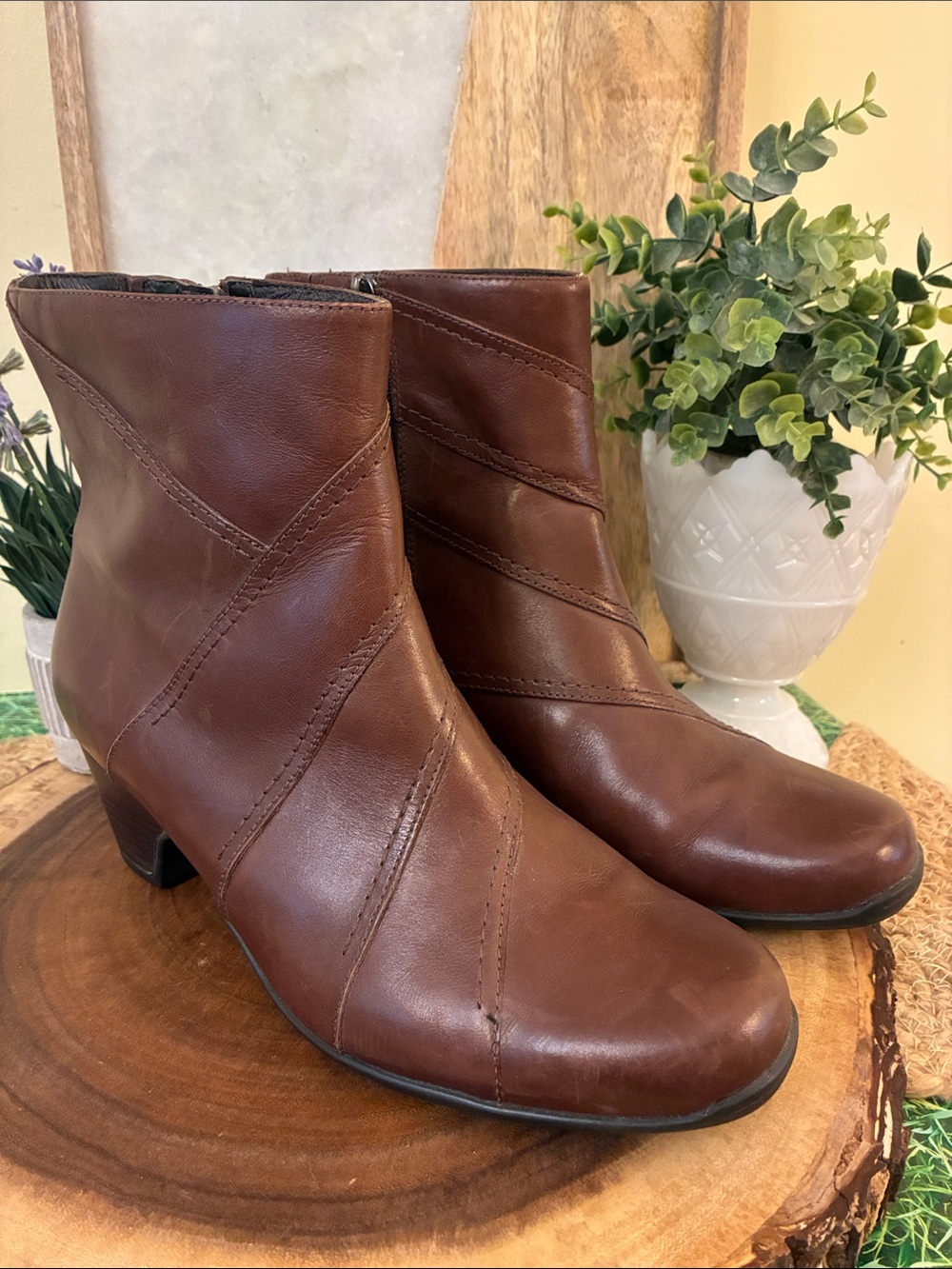 Clarks Brown Leather Ankle Boots